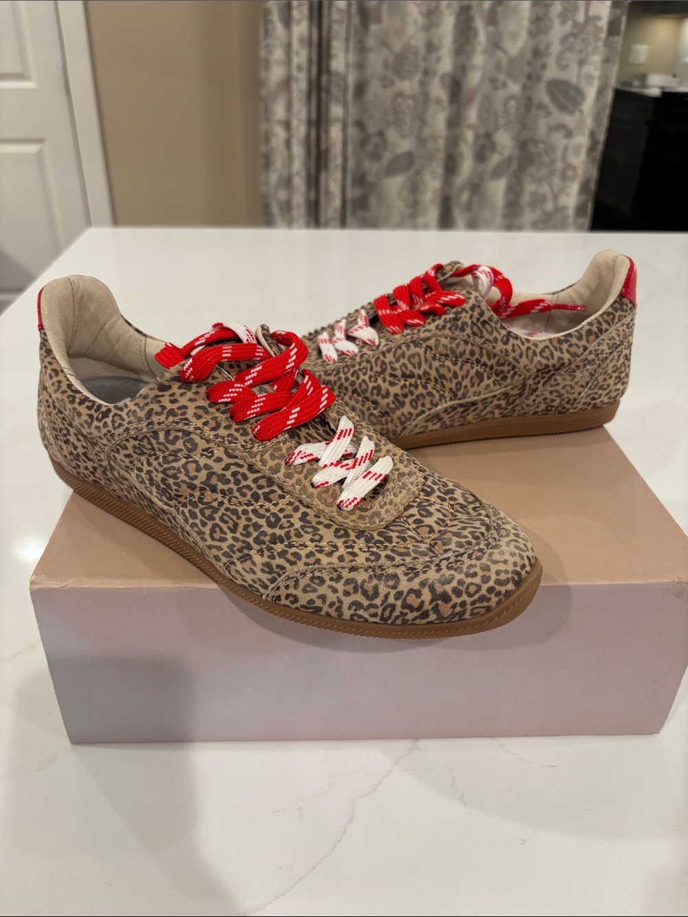 Dolce Vita Leopard Print Sneakers with Red Accent Laces